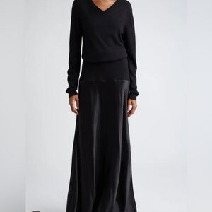 Brandon Maxwell kerolyn layered silk, cashmere maxi dress